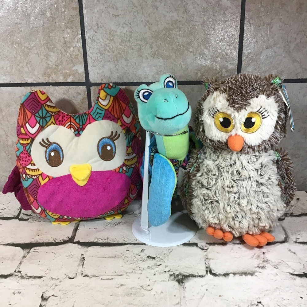 Little Brownie Bakers Plush Lot Of 3 Stuffed Animals‎ Blue Sea Turtle Owls
